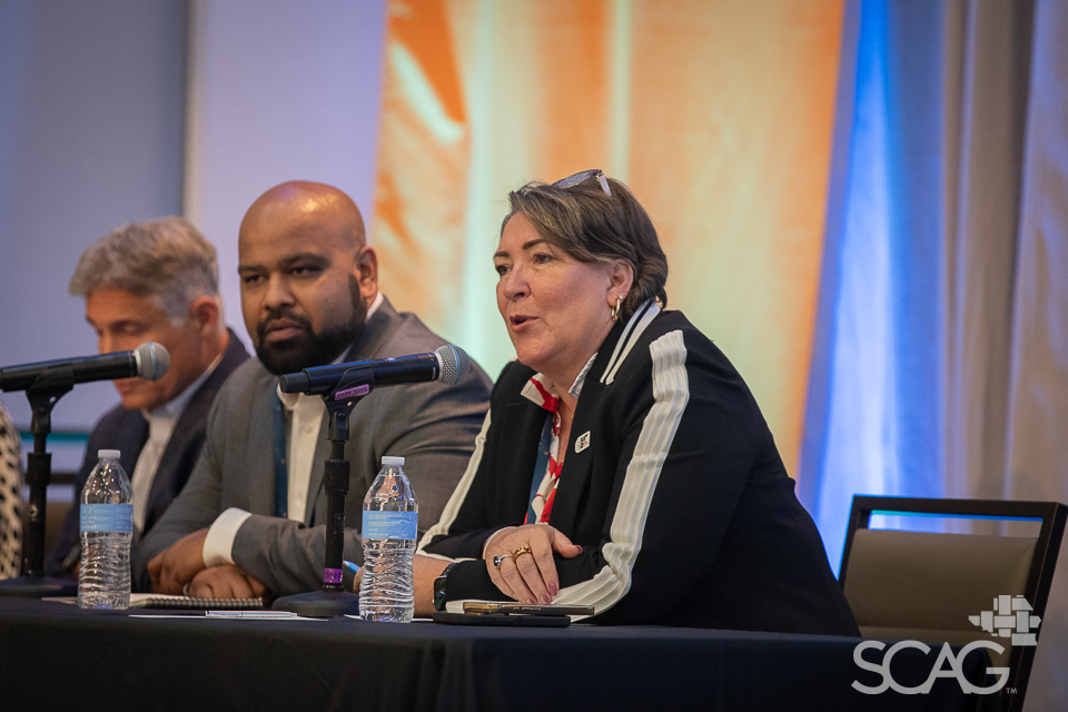 Panelists discussing sustainable infrastructure for resilient growth. 