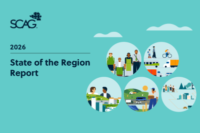 SCAG logo with five circular icons depicting urban life on a teal background.